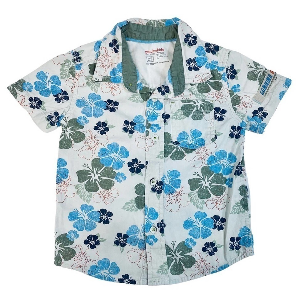 GENUINE Kids Hawaiian Button Down Shirt Toddler Boy Vacation Summer